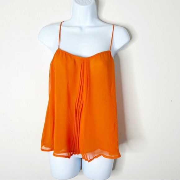 ZARA Cami Blouse Tank Top Chiffon Flowy V-neck Criss cross Bright Orange 00s S - Picture 2 of 13